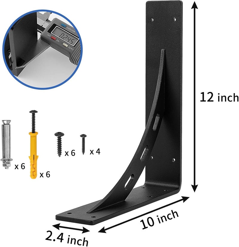 Firmetal حامل رف ثقيل 12"x10"x2.5"، أقصى تحميل 1100 رطل، دعم معدني سبائك ممتاز (مجموعة من 2) - دعم سطح العمل - (12 بوصة x 10 بوصة) - Image 2